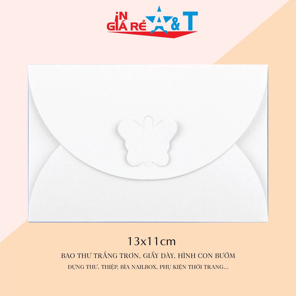 Bao thư giấy bìa cứng, phong bì vintage kích thước 13x11cm, dùng đựng trang sức, nailbox, thiệp cảm ơn..