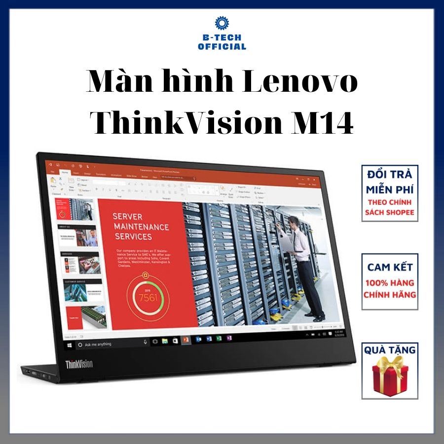 Màn hình Lenovo ThinkVision M14 (61DDUAR6WW) 14 inch - Màn hình di động BH 36T