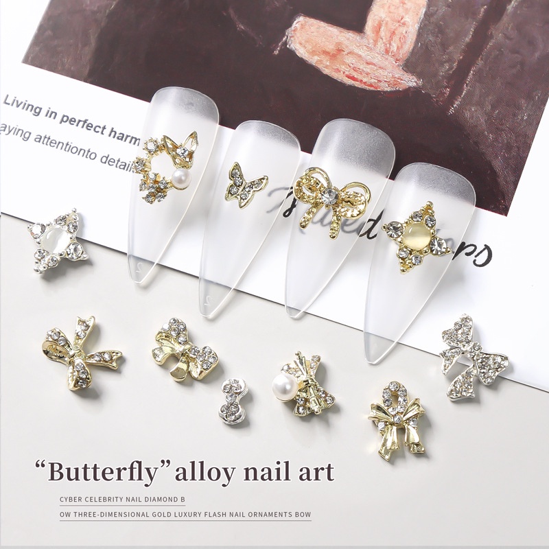 charm nơ tròn trang trí nail