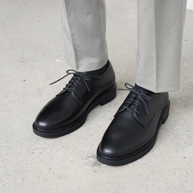 Giày Derby  Đen - giày tây tăng chiều cao , Đã May ( Khâu) Đế, kiểu dáng Modern derby cho nam , Mẫu Thời Trang