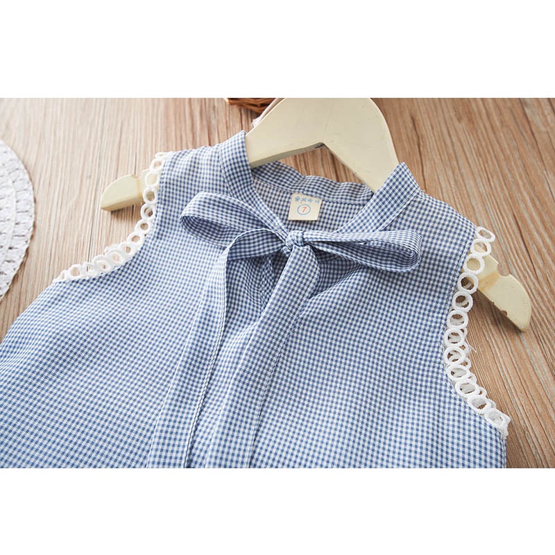 Bộ ÁO Thun SáT NáCh SọC Caro + QuầN NgắN Cho Bé GáI (2-7 TuổI)