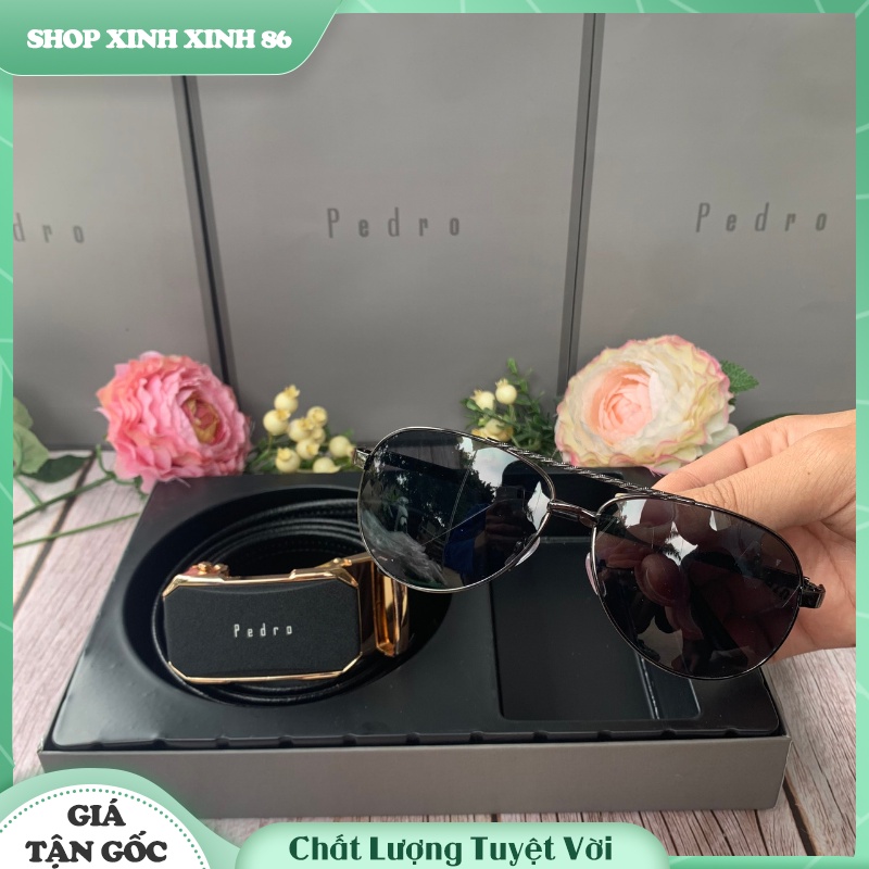 ComBo Thắt Lưng Da Predro Tặng Kèm Kính Râm Nam Cao Cấp - Dây Lưng Nam Sang Đẹp Lịch Lãm