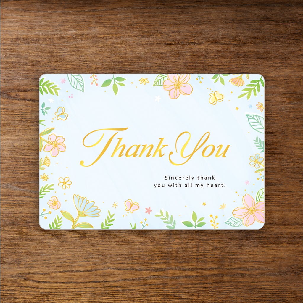 Thiệp giấy chủ đề Cảm ơn Thank you Card Cao Cấp Nhập Từ Đài Loan TK2504 với Chữ Nhũ Vàng Họa tiết Cute Size 10.4x15cm