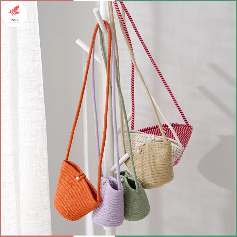 Túi Cói cotton Đeo Vai Đựng Điện Thoại Thời Trang Đi Biển Cho Nữ