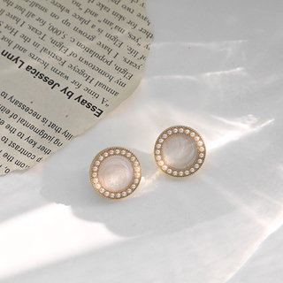 Đôi khuyên tai hình tròn đính ngọc trai dễ thương cho nữ