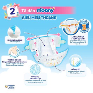 [MẪU MỚI] Bỉm dán/ Tã dán Moony S70+14
