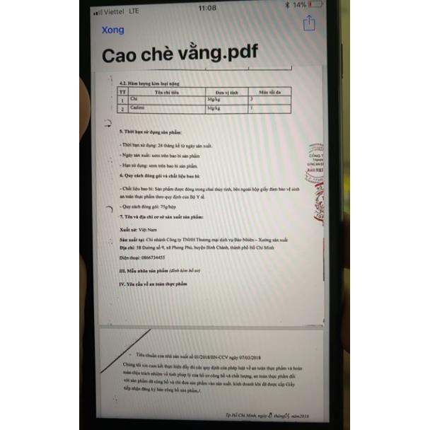 Cao chè vằng bảo nhiên