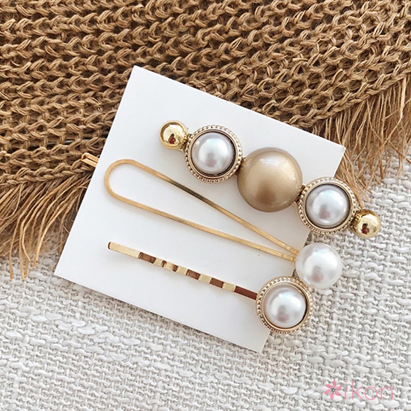 Kẹp tóc nút ngọc trai phong cách Hàn Quốc