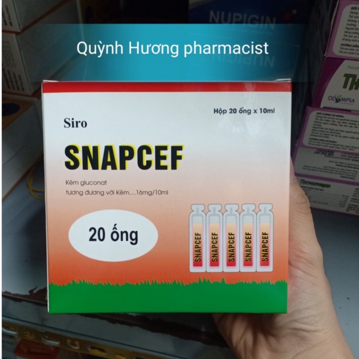 Kẽm SNAPCEF dạng ống giúp bổ sung kẽm cho bé hộp 20 ống