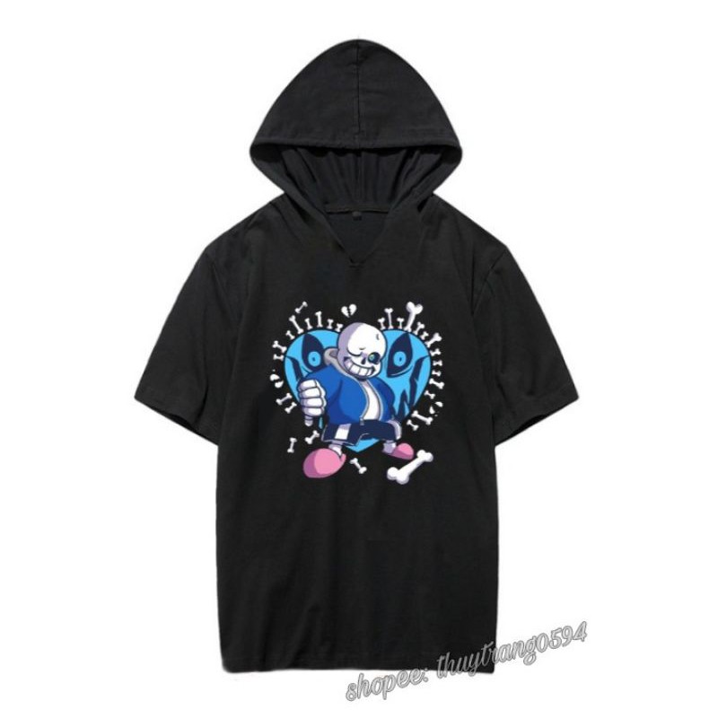 Áo Hoodie Tay Lửng Đen Sans Game Undertale