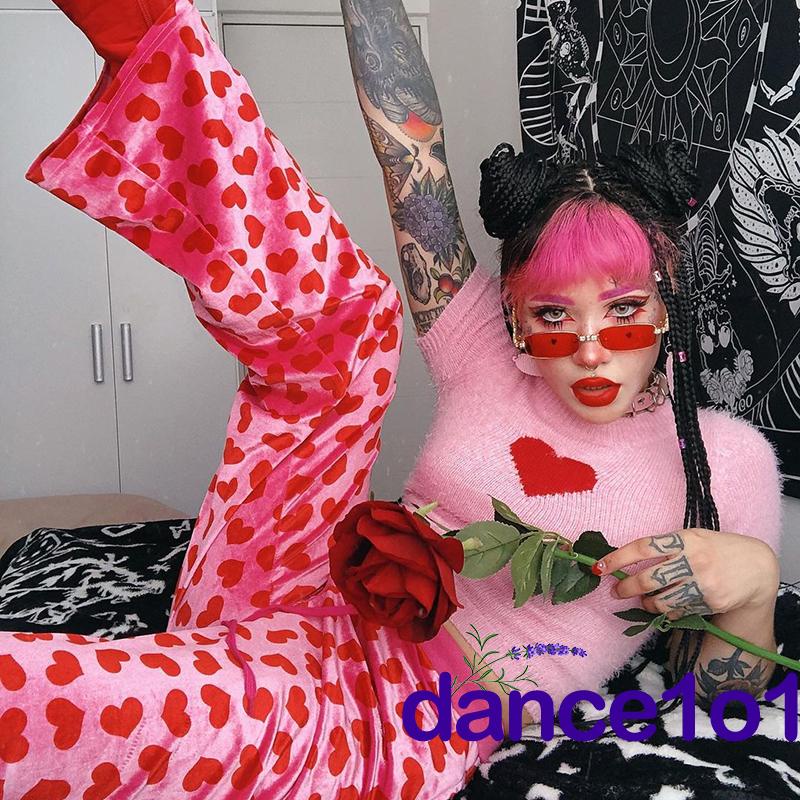 Set Áo Khoác Tay Dài/Quần Dài In Họa Tiết Trái Tim Thời Trang Cao Cấp Cho Nữ