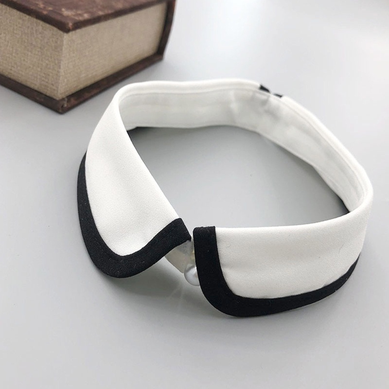 Vòng Cổ Choker Màu Trắng Đen Phối Nút Tháo Rời Được Phong Cách Vintage Thanh Lịch Cho Nữ