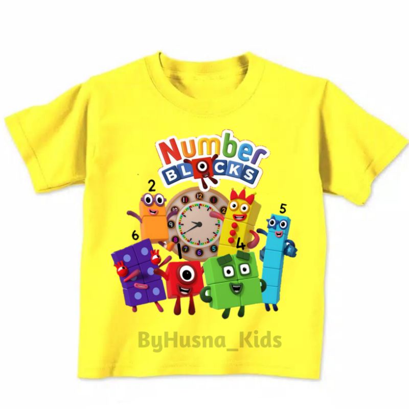 Áo thun cho bé trai và bé gái in hình hoạt hình Number Blocks dễ thương, chất liệu cotton mềm mịn thoáng mát NTShirt 13
