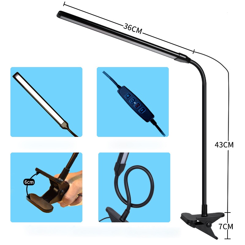 Đèn led kẹp bàn 12w cỡ lớn cắm USB dùng cho đọc sách trang điểm