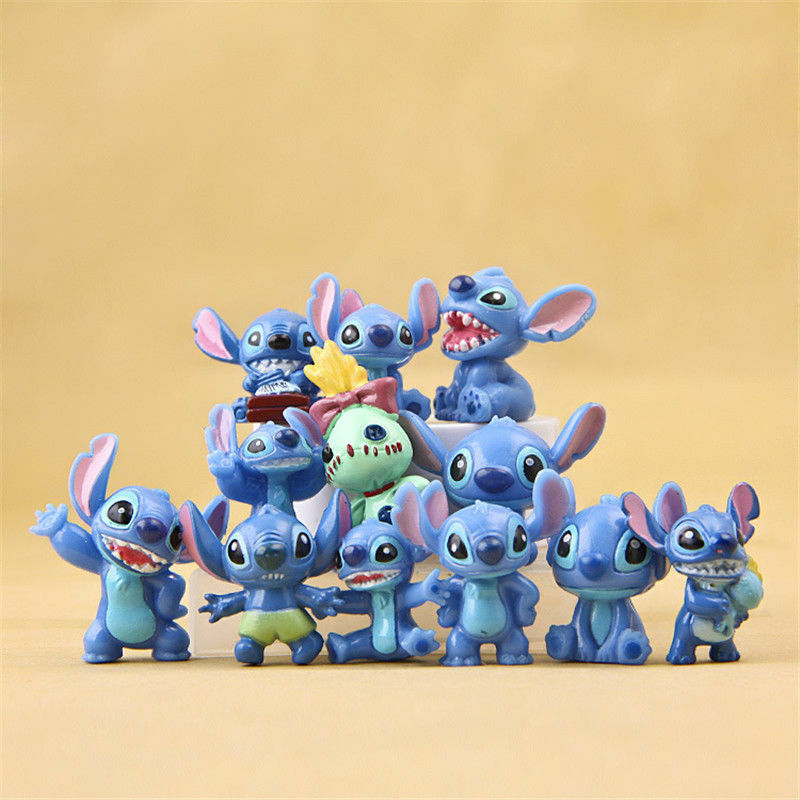DISNEY 【Hàng Có Sẵn】Bộ 12 Tượng Mô Hình Nhân Vật Lilo &amp; Stitch 3.5cm Làm Quà Tặng Cho Bé
