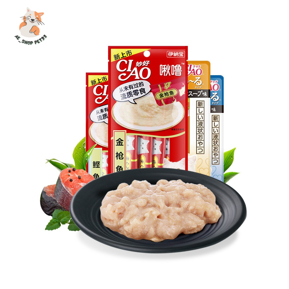 [XẢ KHO] CIAO Churu - Loại súp thưởng cho mèo gói 4 ống