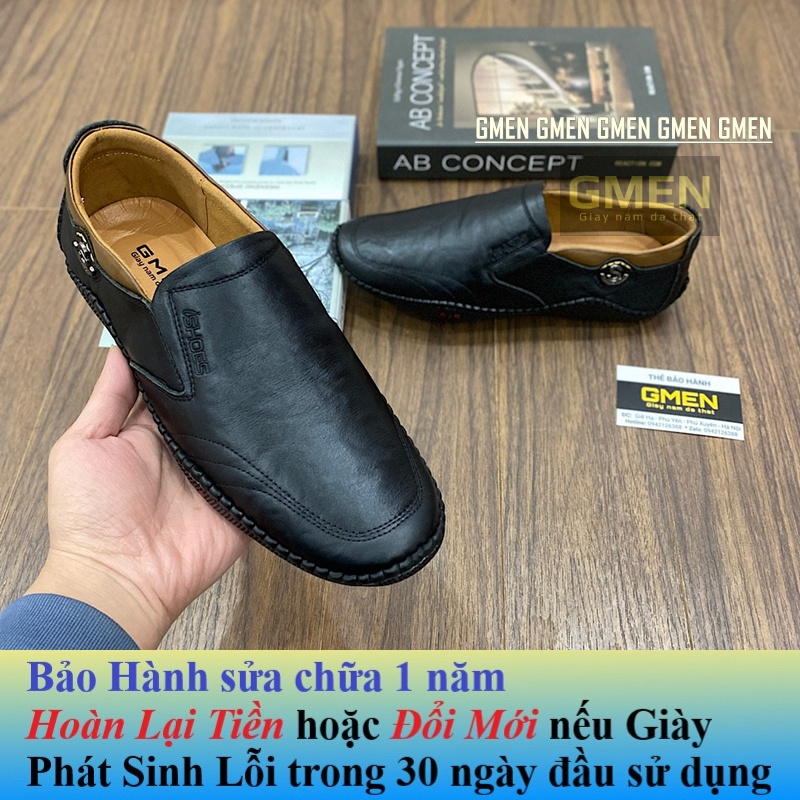 Giày da nam cao cấp da thật mềm mại đế cao su êm chân khâu chỉ bền bỉ GM105