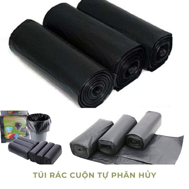 Túi Đựng Rác Tự Hủy Sinh Học, Túi Rác Cuộn Nilon Đen kích thước 55x65cm - Gia dụng SmartSun