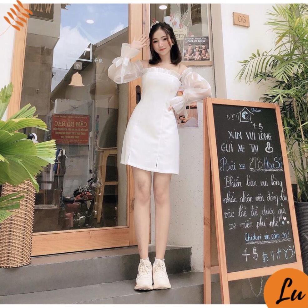 Bailey dress - Đầm dự tiệc trễ vai phối bóng kín chất tuyết mưa - cece house