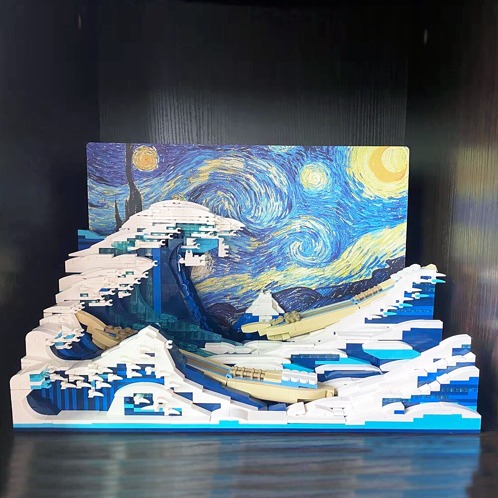 Đồ chơi xếp hình lắp ráp mô hình Ideas Series DK 3003 The Great Wave Off Kanagawa Art Pixel Painting Ornament Moc1830PCS