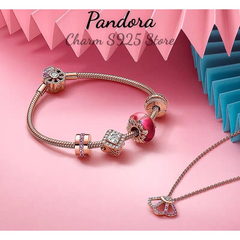 charm pan combo vòng cổ + mặt hình quạt mẫu mới bạc s925 cao cấp