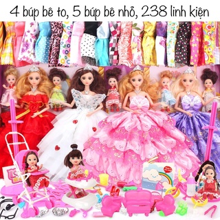 [238 LINH KIỆN] BỘ ĐỒ CHƠI BÚP BÊ BARBIE BÉ GÁI KÈM PHỤ KIỆN LÀM ĐẸP
