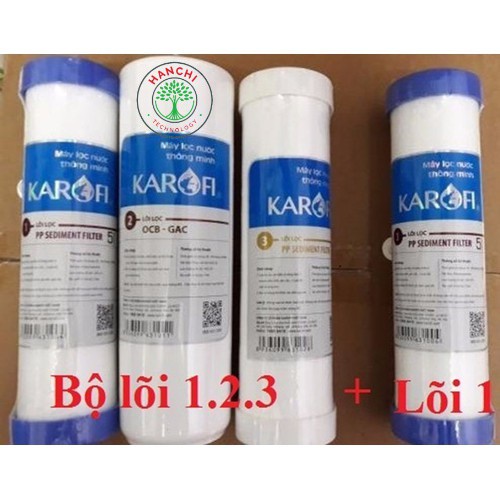 Combo bộ 3 lõi lọc nước karofi + 1 lõi lọc nước số 1 Karofi chính hãng