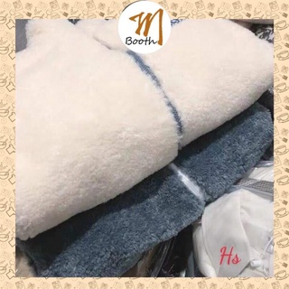 M Booth -  Áo Khoác Nỉ Lông Cừu CHIBI Thêu Chữ dưới 70kg - Dài Tay Khóa Kéo 2 Màu G040