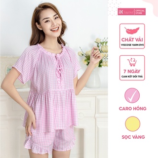 Bộ đồ mặc nhà nữ tay cộc quần đùi iK OUTFIT thiết kế babydoll trẻ trung màu sắc thời trang tươi sáng IIOS12VCB0905