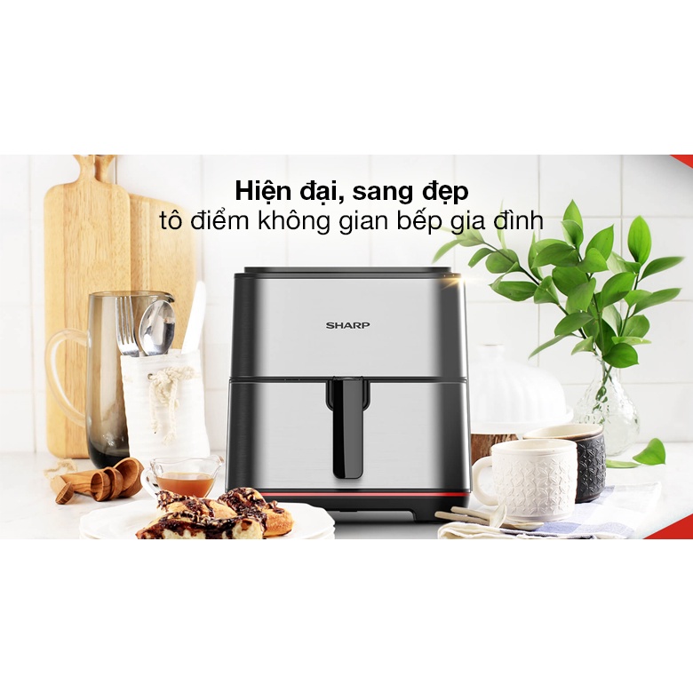 Nồi chiên không dầu Sharp KF-AF70EV-ST I KF-AF50EV-ST I KF-AF55EV-BK Chống dính - Chính hãng