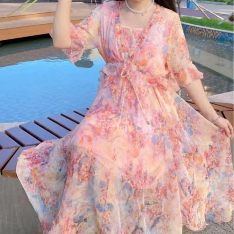 Đầm Voan Hoa Phong Cách Phương Tây Thời Trang Mùa Hè Mới 2022