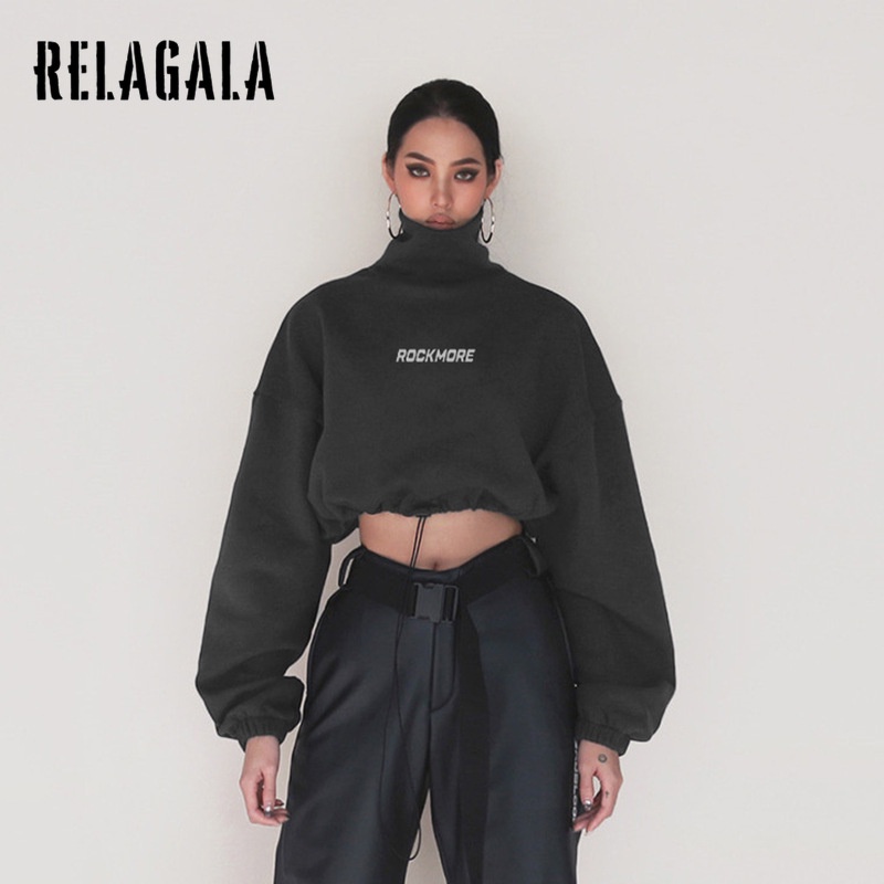 Áo Sweater Relagala Cổ Cao Tay Dài Phối Dây Rút Thời Trang Quyến Rũ Cho Nữ 2021 | BigBuy360 - bigbuy360.vn
