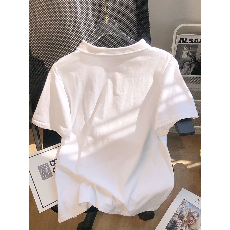 Áo polo Pure Cube ngắn tay thêu họa tiết xinh xắn cho nữ