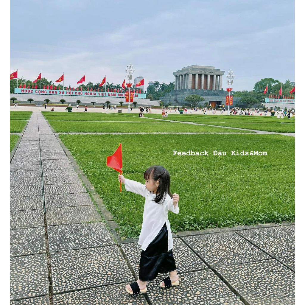 Áo Dài Trắng Chất Lụa Cho Bé Gái - Đậu Kids&Mom