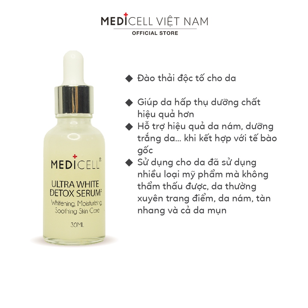 Serum Ultra White Detox Serum Medicell, dưỡng trắng, thải độc cho da - Chai 30ml