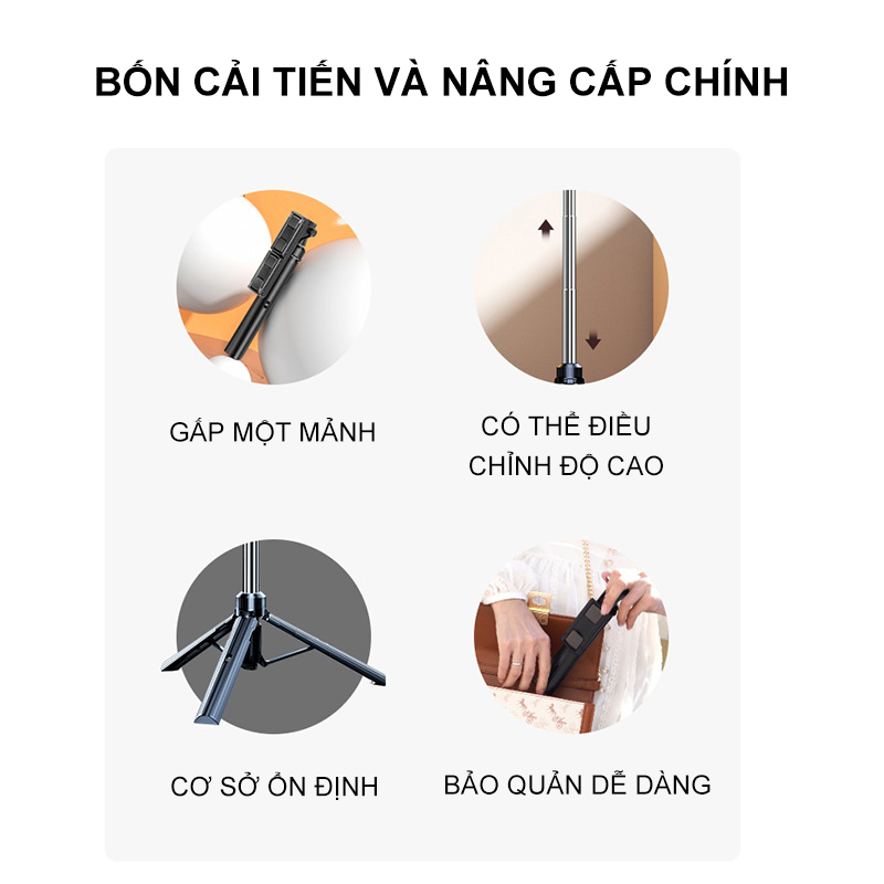 Gậy chụp ảnh tự sướng bluetooth không dây, chân máy mini có thể gập lại 1,6 mét với kèm điền khiển nút chụp nhanh - | BigBuy360 - bigbuy360.vn