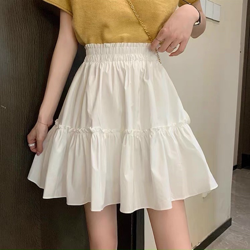 [New]Chân Váy Cạp Chun Xoè Nhấn Bèo GiữaChizi Shop