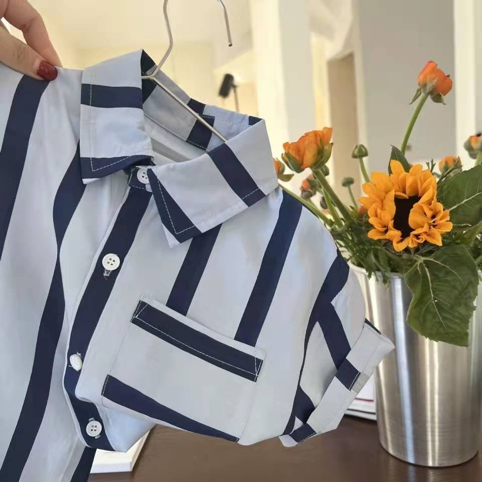 Áo Sơ Mi Mỏng Mùa Hè Tay Cộc Thoải Mái Phong Cách Mori Phương Tây Dễ Phối Đồ Cho Bé Trai