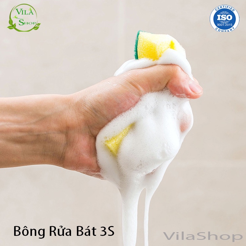 Miếng Rửa Chén Bát, Bọt Biển Rửa Bát Đĩa 3S, Búi Lưới Vệ Sinh Bát Đĩa Chuyên Dụng Dễ Dàng Vệ Sinh An Toàn Tiện Dụng