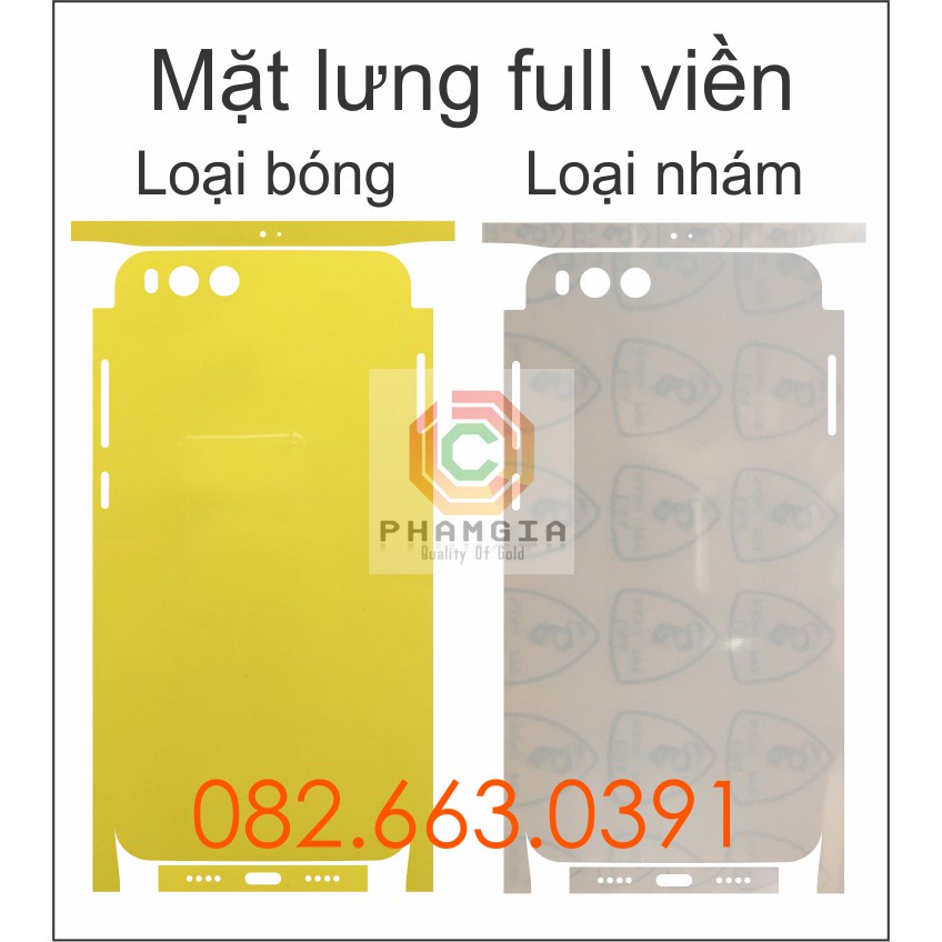 Dán PPF Xiaomi Note 3 pro loại nhám, bóng dành cho màn hình, mặt lưng , mặt lưng full viền