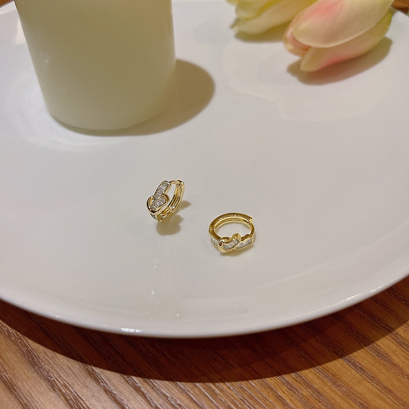 Bông Tai Mạ Bạc 925 Hình Nút Thắt Đính Đá Zircon Chất Lượng Cao