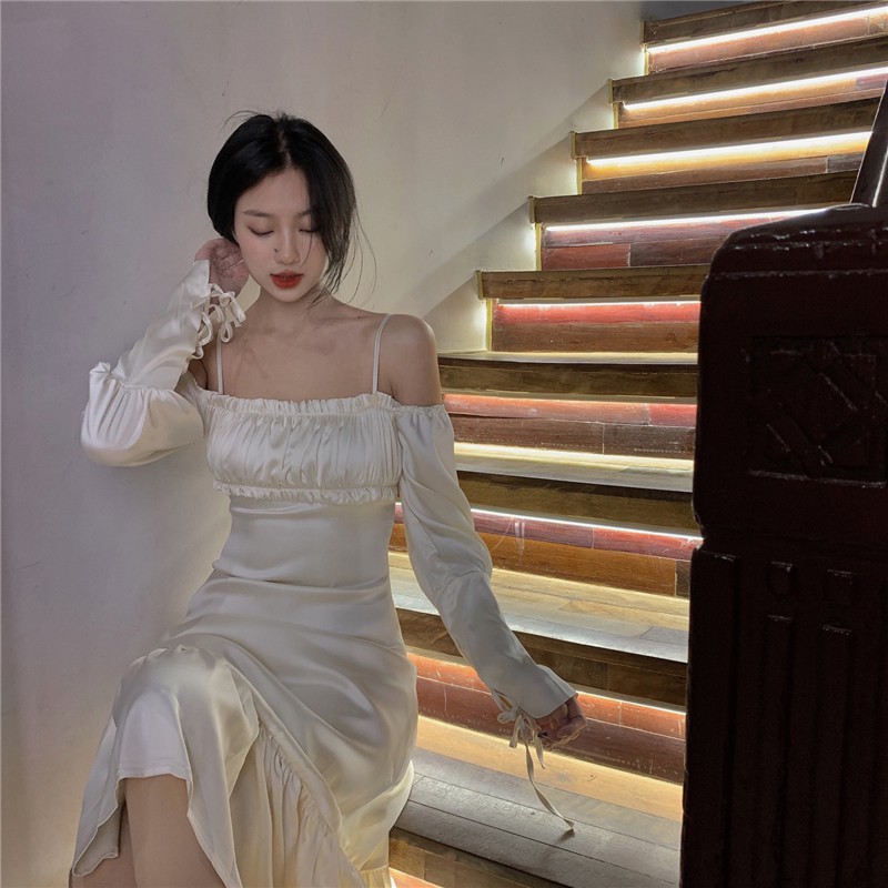 Đầm nữ trễ vai retro sang trọng