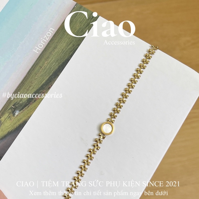 [HOẢ TỐC 1H] Vòng tay/ Lắc tay titan không gỉ thiết kế charm xà cừ sang trọng Lalaland Ciao