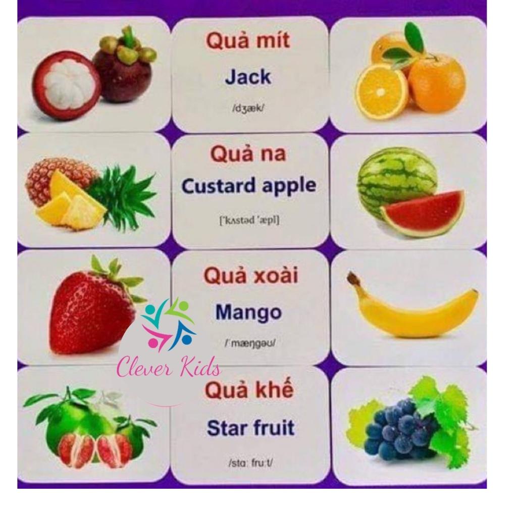 Bộ thẻ học thông minh 16 chủ đề ,thẻ học song ngữ anh việt cho bé