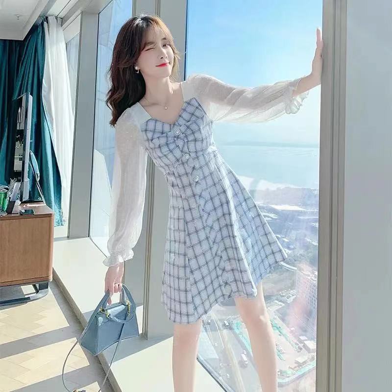 Little Wild Cat Summer Chiffon Square Neck Skirt