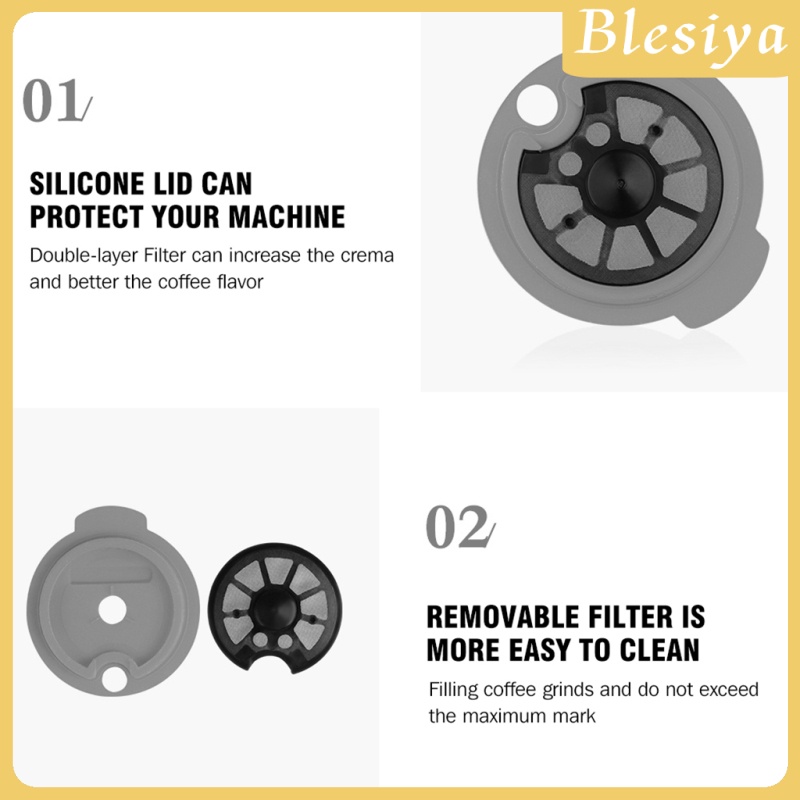 [BLESIYA]2xReusable Coffee Capsule Pod Slicone Lid Fits Bosch for Tassimo Machine 180ml