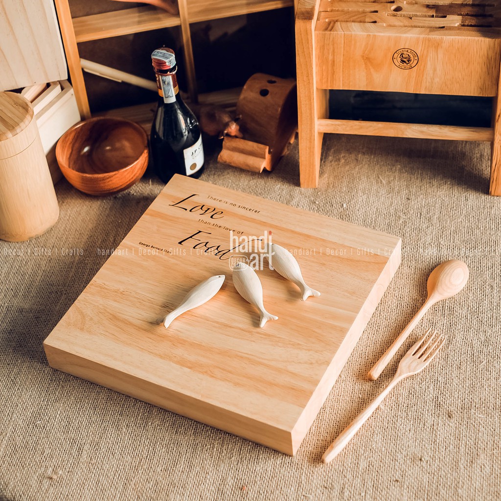 Thớt vuông gỗ tự nhiên - Thớt gỗ vuông trang trí - square wooden cutting board
