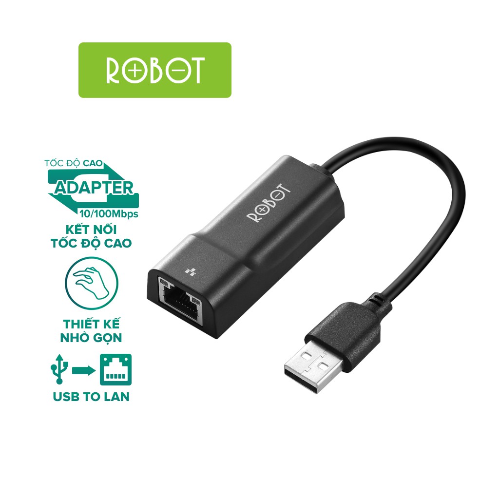 Thiết Bị Chuyển Đổi Ethernet Adapter ROBOT EA10 USB 2.0 to LAN Tốc Độ 10/100Mbps Hàng Chính Hãng Bảo Hành 12 Tháng