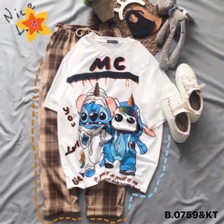 Sét áo thun MC kèm quần kẻ thô - KT