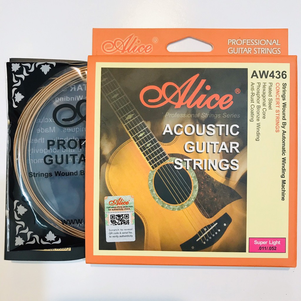 Bộ 6 dây Guitar Acoustic Phosphor Bronze Alice AW436, AW436 Acoustic Guitar String Set, Phosphor Bronze